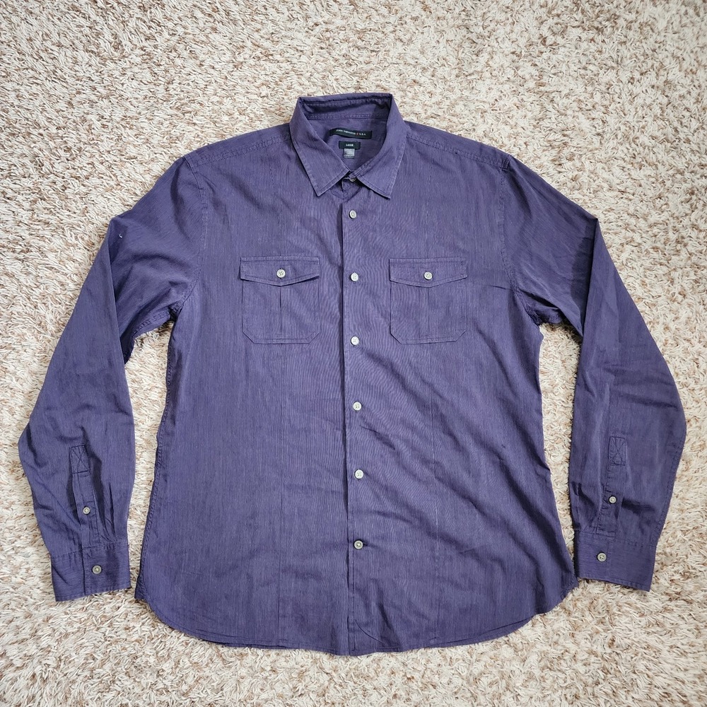 John Varvatos USA Luxe Purple Men Sz‎ L Long Sleeve Button Up Shirt